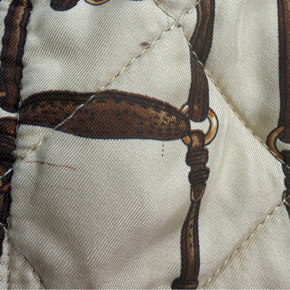 Ralph Lauren Silk Blend Equestrian Print Quilted Vest Reversible Beige Size 1X - Picture 13 of 13